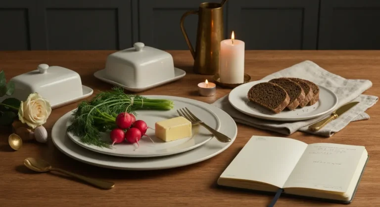 Sezonowe składniki i eleganckie akcesoria kuchenne na drewnianym stole